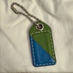 Coach Green and Blue Leather hangtag